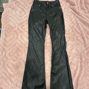 Divided Black Flare Faux Leather Pants